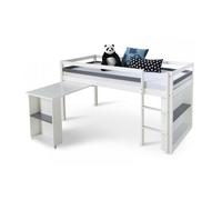 Homestyle4u Lit mezzanine 1880 avec bureau 90x200 cm bois blanc pour enfant