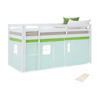 Lit mi-hauteur 90x200 cm sommier rideau vert Vert G