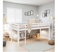 Homestyle4u Lit mi-haut enfant – blanc – pin