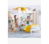 Lit mezzanine enfant avec étagères pour combiné EASYSPACE blanc/bois TU