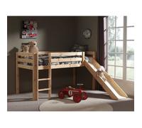 Lit mezzanine enfant avec toboggan scandinave en pin massif naturel - Pino