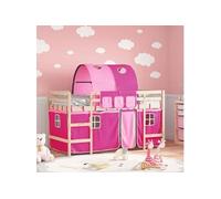 Vidaxl Lit Mezzanine Enfants Avec Tunnel Sans Matelas Rose 90x190 Cm