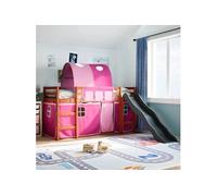 Vidaxl Lit Mezzanine Enfants Avec Tunnel Rose 80x200cm Bois Pin Massif