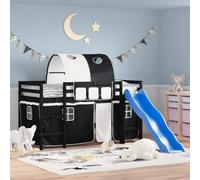 Vidaxl Lit Mezzanine Enfants Et Tunnel Blanc/Noir 80x200cm Pin Massif Multicolore