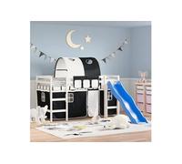 Vidaxl Lit Mezzanine Enfants Et Tunnel Blanc/Noir 80x200cm Pin Massif Multicolore