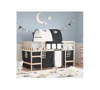 Vidaxl Lit Mezzanine Enfants Et Tunnel Blanc/Noir 90x200 Cm Pin Massif Multicolore