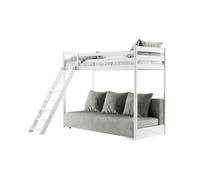 LIT MEZZANINE ET CANAPE SAFINO 90 x 200/140 x 200 Blanc - gris