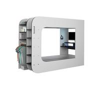 Lit mezzanine gamer 90 x 200 cm - Avec bureau et rangements - Avec LEDs - Blanc et anthracite - WARRIOR