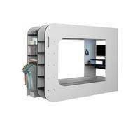 Lit mezzanine gamer 90 x 200 cm - Avec bureau et rangements - Avec LEDs - Blanc et anthracite - WARRIOR