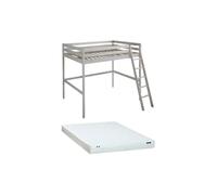 Lit Mezzanine Gedeon II - 140 x 190 cm - Pin Massif - Blanchi + Matelas