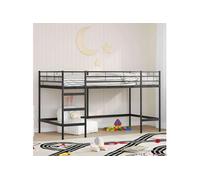 Lit mezzanine GENERIQUE 107x200 en metal matelas tete de lit noir