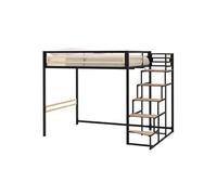 Lit mezzanine LEON 140 190 cm Métal Sommier inclus Noir Noir G