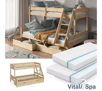Lit mezzanine Lit superposé Everest naturel 120x200 cm Tiroir Matelas VitaliSpa