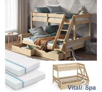Lit mezzanine Lit superposé Everest naturel Tiroir Matelas VitaliSpa