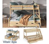 Lit mezzanine Lit superposé Lit pour enfant Everest naturel Tiroir VitaliSpa