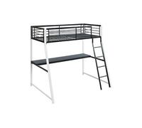 Lit mezzanine MALICIA - 90 x 190 cm - bureau intégré - Noir et blanc