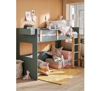 Lit mezzanine mi-hauteur enfant LIGNE EVEREST kaki TU