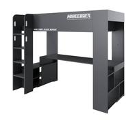 Lit Mezzanine - ROBA - Minecraft - Bureau intégré - Éclairage LED - Rangement optimisé