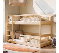 Lit mezzanine pour enfant en pin massif, bords arrondis, transformable en 2 lits, 2 matelas, tailles: 80x180, 90x190, 90x200 cm, du 3 au 12 ans, naturel