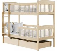 Lit Mezzanine, pour Enfant, superposé, en pin Massif - 2 tiroirs, sûr et Fonctionnel - Tailles : 80 x 180, 90 x 190, 90 x 200 cm, 90 x 190 cm, 90 x 190 cm - 4-18 Ans - Naturel