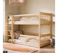 Lit mezzanine, pour enfant, superposé, en pin massif, bords arrondis, transformable en 2 lits. Tailles : 80 x 180, 90 x 190, 90 x 200 cm, 90 x 190 cm, du 4 au 18 ans, naturel
