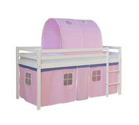 Lit rose mi-haut 90x200 cm sommier matelas tunnel
