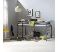 Homestyle4u Lit enfant 1861 – Lit mezzanine surélevé avec sommier, gris pin 90x200 cm