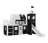 Lit mezzanine d'enfants avec toboggan et échelle - VIDAXL - Thème pirate - Noir - 2 places - 90x200 cm
