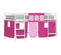 Lit mezzanine pour enfants - vidaXL - Blanc et Rose - Métal - 85x207 cm - Lit simple 90x190 cm - Rideaux inclus