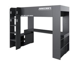 Lit Mezzanine - ROBA - Minecraft - Bureau intégré - Éclairage LED - Rangement optimisé