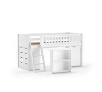 Lit Mezzanine Scott avec Bureau et Rangements Blancs