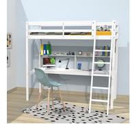 WEBER INDUSTRIES Lit Mezzanine Studio 90x190 + 1 sommier + Bureau + étagère/Blanc