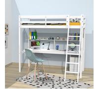 WEBER INDUSTRIES Lit Mezzanine Studio 90x190 + 1 sommier + Caisson 3 tiroirs + Bureau + étagère/Blanc