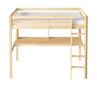Lit Mezzanine - SUNNY - Sil - Bureau Intégré - Bois Massif - 90x200 cm - 1 Place