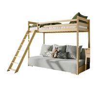 Lit Mezzaninne et Canape SAFINO 90 x 200 / 140 x 200 Pin - gris
