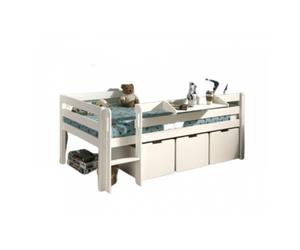 Lit mi-haut + 3 rangements avec tablette