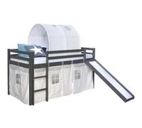 Lit mi haut 90x200 cm Gris avec Toboggan Bleu G