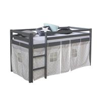 Lit mi-haut 90x200 cm gris matelas