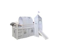 Lit mi-haut 90x200 cm matelas toboggan et tour étoiles