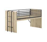Vipack Lit mi-hauteur enfant 90 x 200 cm avec bureau coulissant Sam - Chêne - SAHS8512