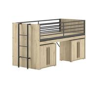 Pack - Lit Superposé & 2 Commodes à Portes "Sam" 90x200cm Chêne