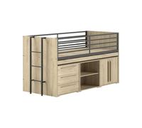 Lit mi-haut 90x200 sam nat-noir