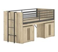 Lit mi-haut 90x200 sam nat-noir Marron G