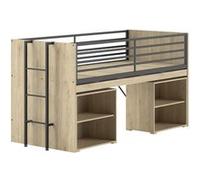 Lit mi-haut 90x200 sam nat-noir Marron G
