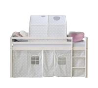 Lit mi-haut 90x200 sommier pin tunnel étoiles grises
