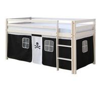 Homestyle4u Lit mi- Haut Blanc 90x200 en Hauteur avec echelle et Rideau Pirate
