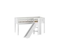 Lit Mi-Haut en Pin Laqué Blanc 90x200cm avec Tobogan - VIVIEN - ALTOBUY Blanc G