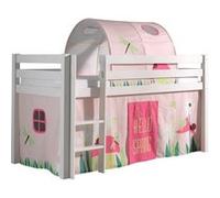 SLEEPY - Lit Mi-Haut en Pin Laqué Blanc 90x200cm Housse et Tunnel Garden -