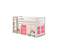 SLEEPY - Lit Mi-Haut en Pin Laqué Blanc 90x200cm Housse Garden -