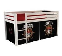 SLEEPY - Lit Mi-Haut en Pin Laqué Blanc 90x200cm Housse Pirates - Altobuy Blanc G